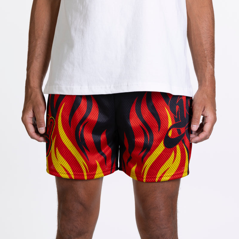 Deuce Mesh Shorts - Flames
