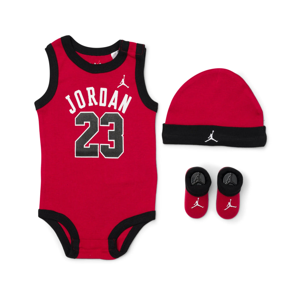 Baby Jordan 3pc Jersey Set - Gym Red - 6-12M