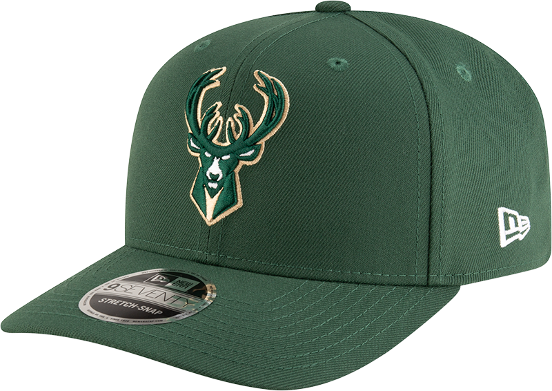 New Era 970 Stretch-Snap NBA Team Logo W/Logoman Snapback Cap (Milwaukee Bucks/Green)