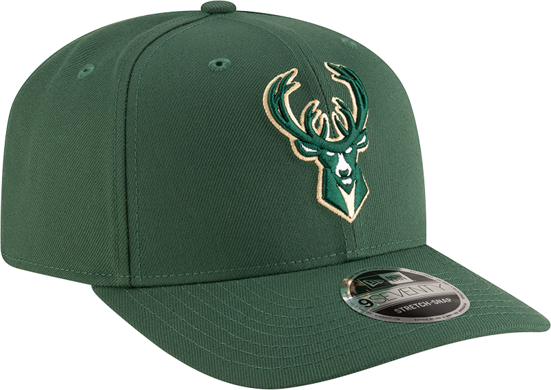 New Era 970 Stretch-Snap NBA Team Logo W/Logoman Snapback Cap (Milwaukee Bucks/Green)
