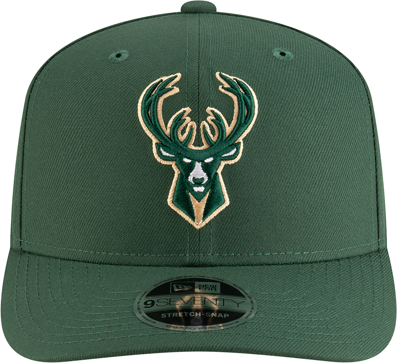 New Era 970 Stretch-Snap NBA Team Logo W/Logoman Snapback Cap (Milwaukee Bucks/Green)