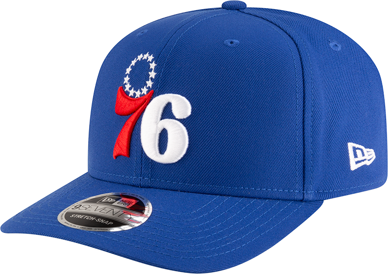 New Era 970 Stretch-Snap NBA Team Logo W/Logoman Snapback Cap (Philadelphia 76ers/Blue)