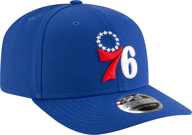 New Era 970 Stretch-Snap NBA Team Logo W/Logoman Snapback Cap (Philadelphia 76ers/Blue)