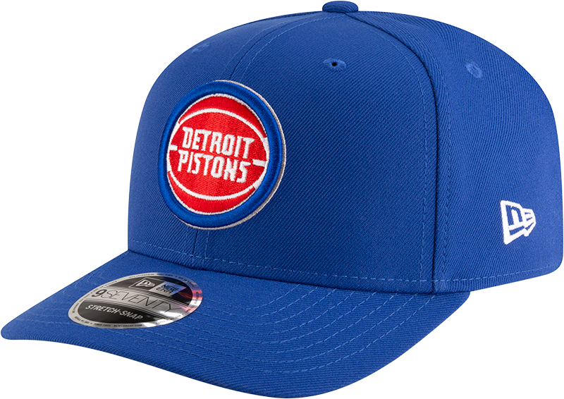 New Era 970 Stretch-Snap NBA Team Logo W/Logoman Snapback Cap (Detroit Pistons/Blue)