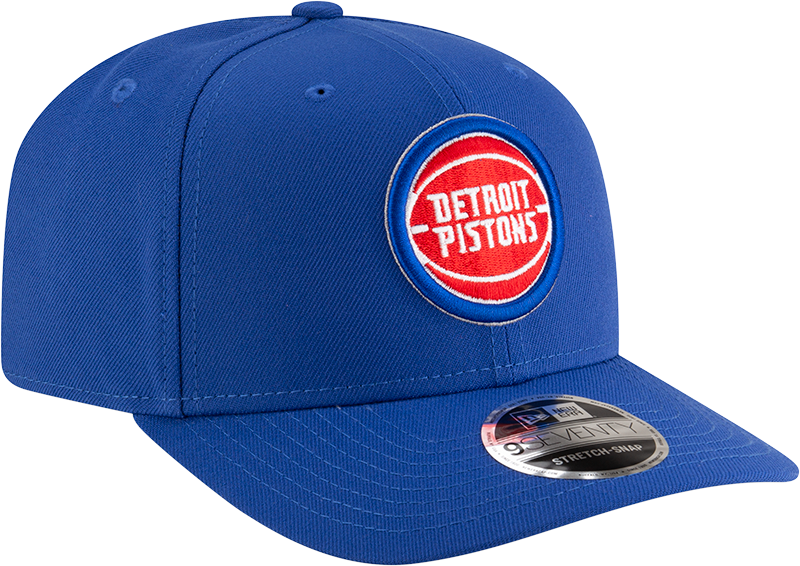 New Era 970 Stretch-Snap NBA Team Logo W/Logoman Snapback Cap (Detroit Pistons/Blue)