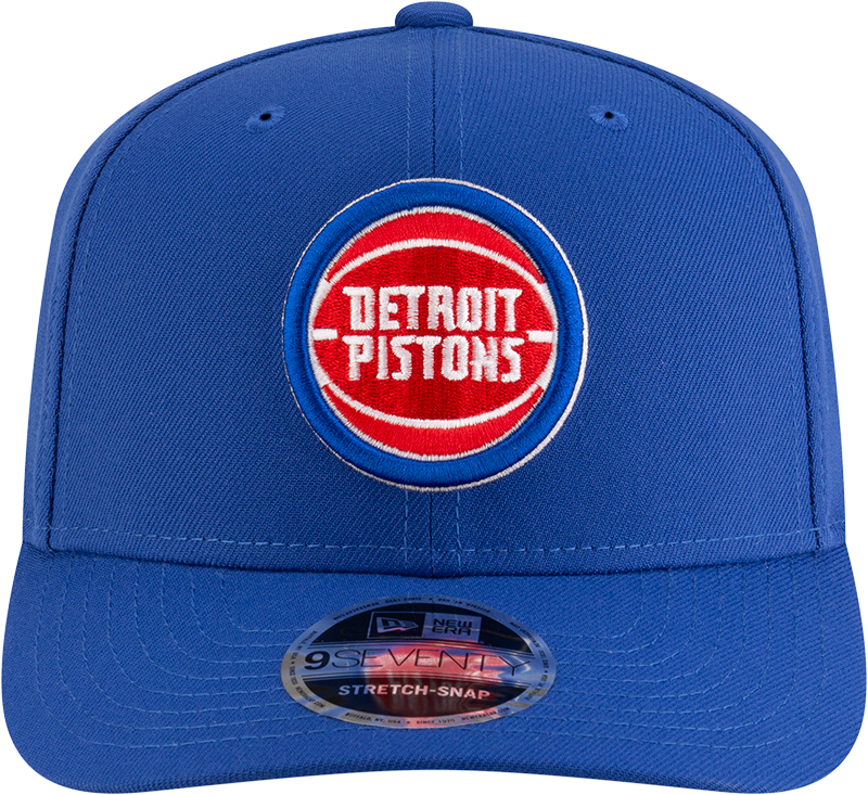 New Era 970 Stretch-Snap NBA Team Logo W/Logoman Snapback Cap (Detroit Pistons/Blue)