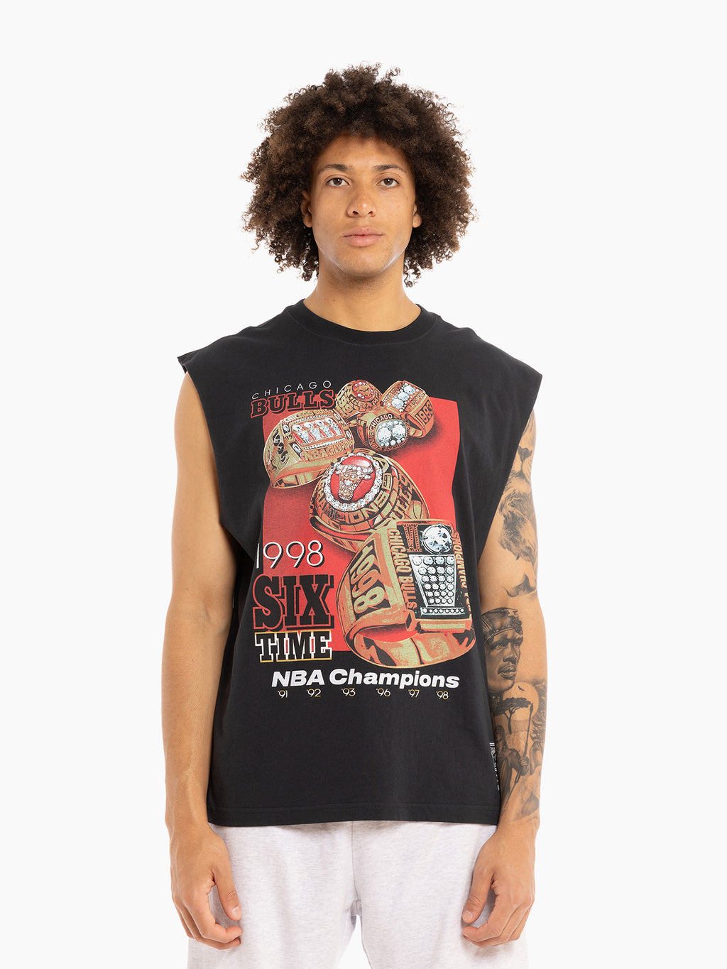 M&N Chicago Bulls 6 Rings Boxy Muscle Top (Faded Black)