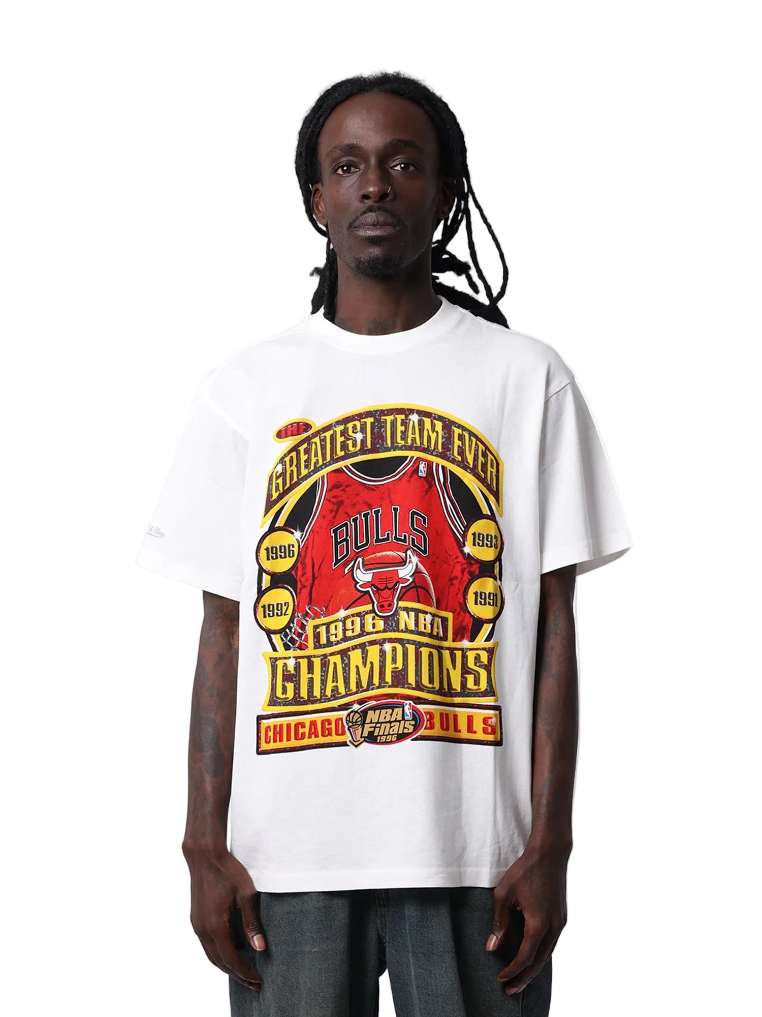 M&N 1996 NBA Champions Chicago Bulls Tee (Vintage White) – Hoops