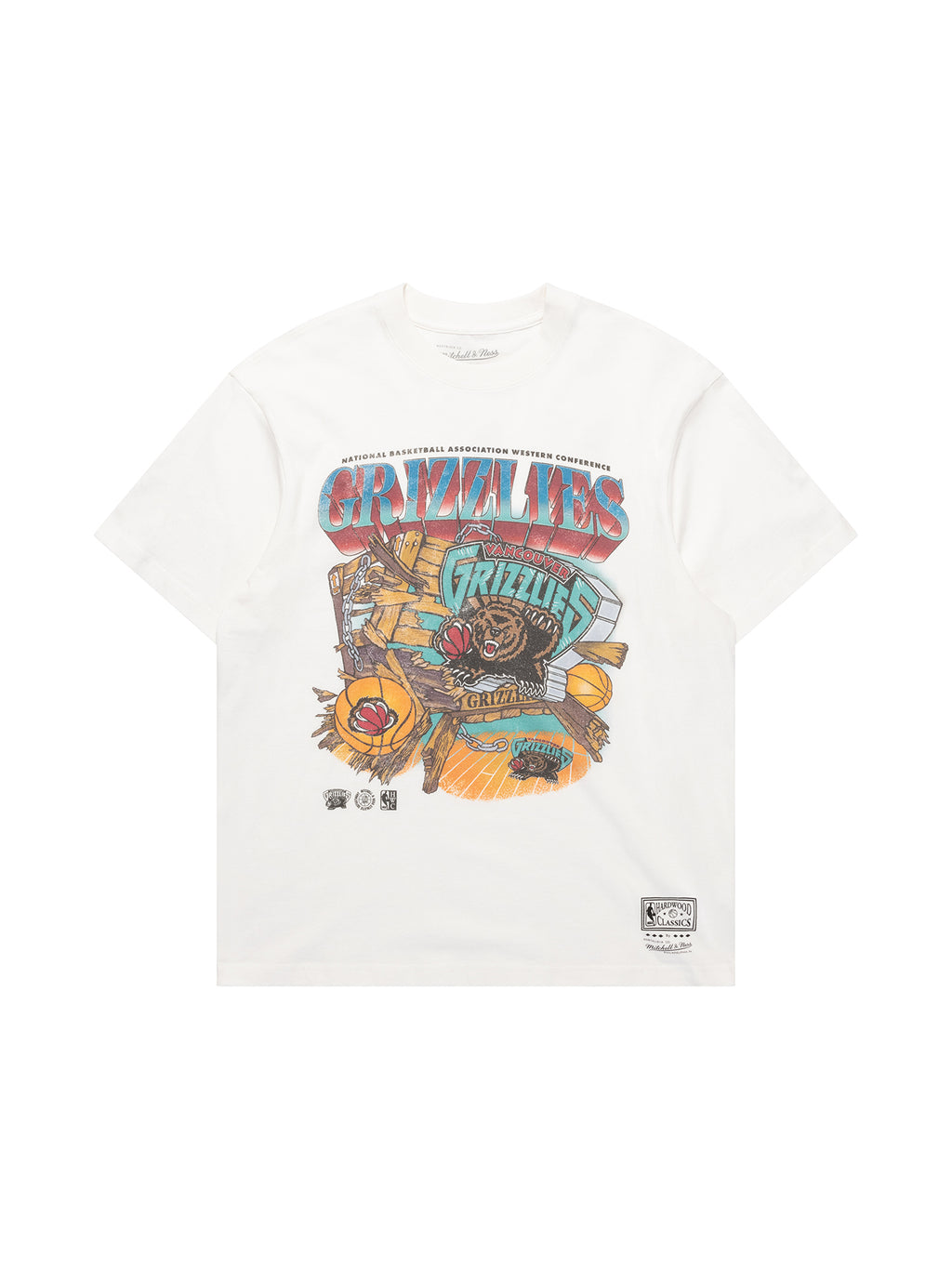 M&N Bevel Burst Tee - Vancouver Grizzlies (Vintage White)