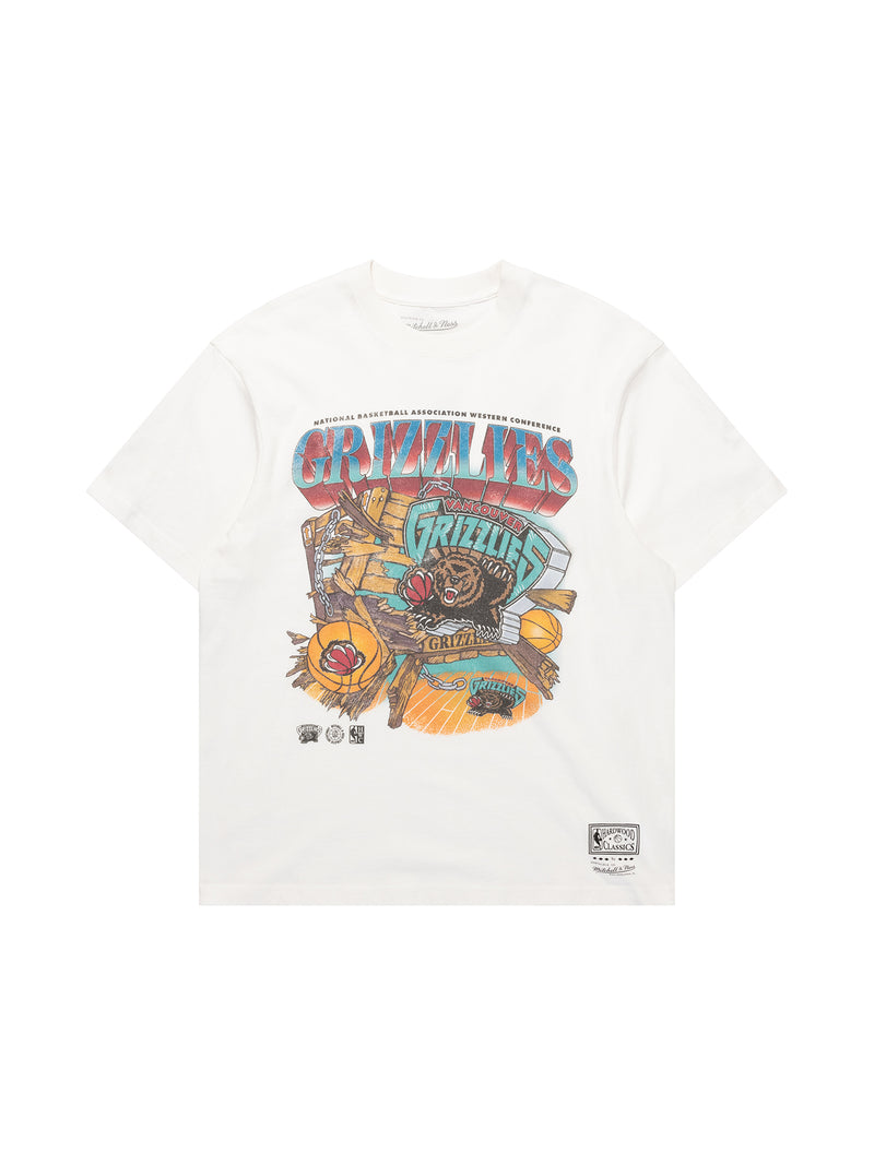 M&N Bevel Burst Tee - Vancouver Grizzlies (Vintage White)