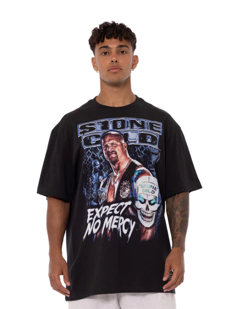 M&N x WWE Stone Cold Steve Austin Expect No Mercy Tee (Faded Black)
