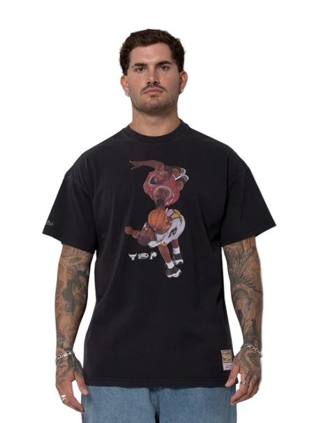M&N Aerial Tee Bulls Vs Pacers NBA (Faded Black)