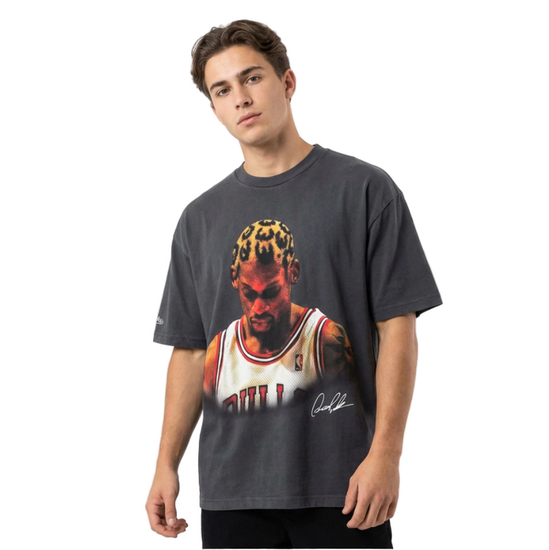M&N Look Out Tee - Dennis Rodman (Washed Black)