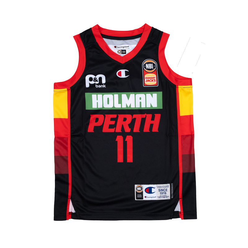 Youth Perth Wildcats 23/24 Replica Away Jersey - Bryce Cotton (Black)