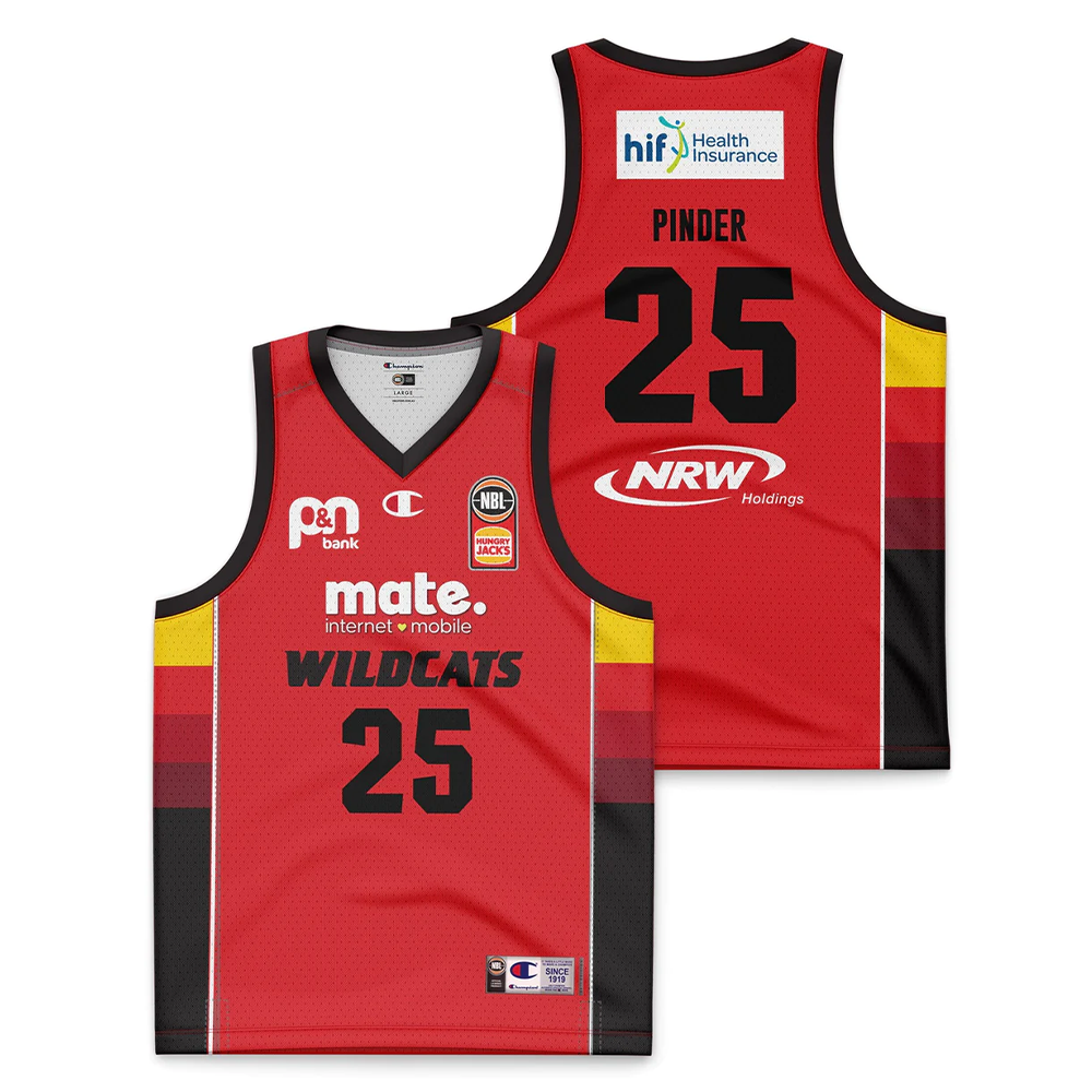 Youth Perth Wildcats 23/24 Replica Home Jersey - Keanu Pinder (Red)