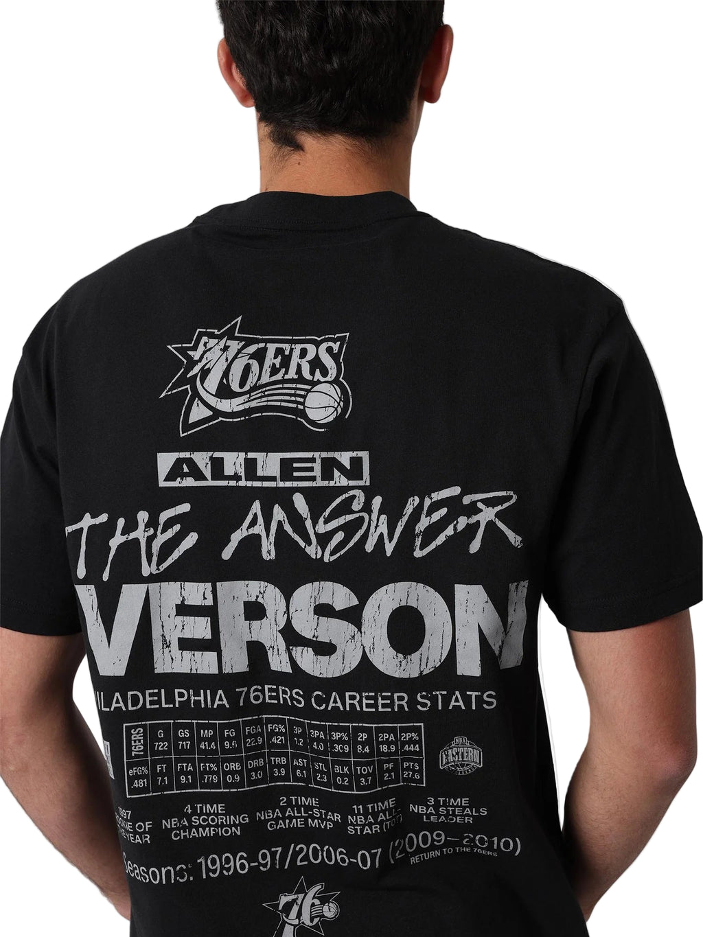 M&N NBA Philadelphia 76ers Career Tee - Allen Iverson (Faded Black)