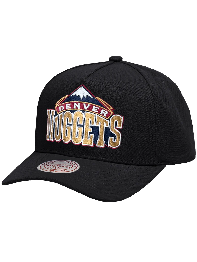 M&N Black Team Colour Pro Pinch Snapback - Denver Nuggets