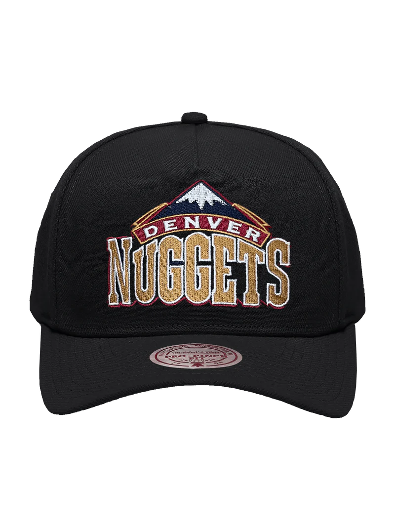 M&N Black Team Colour Pro Pinch Snapback - Denver Nuggets