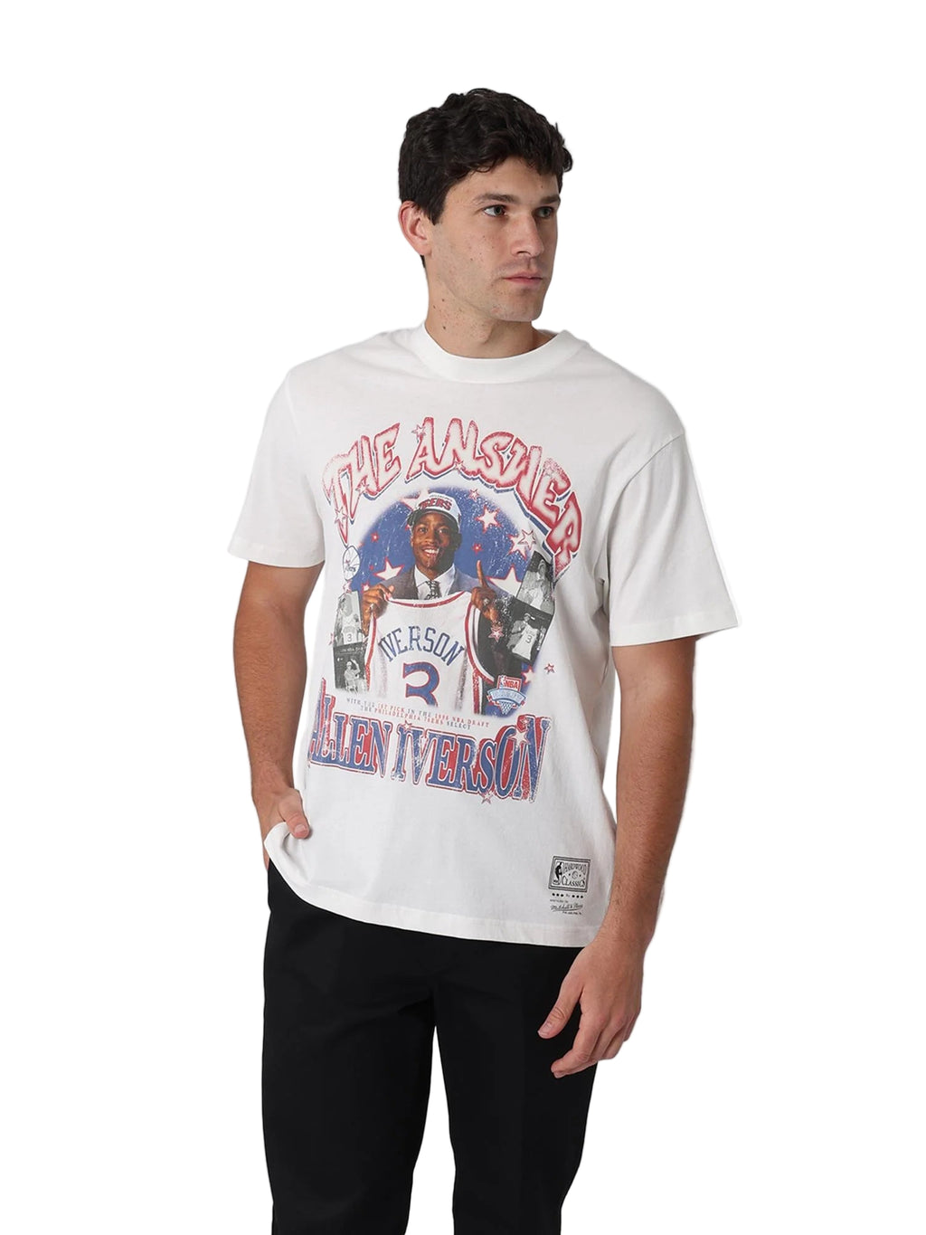M&N Philadelphia 76ers Star Burster Tee - Allen Iverson (Vintage White)