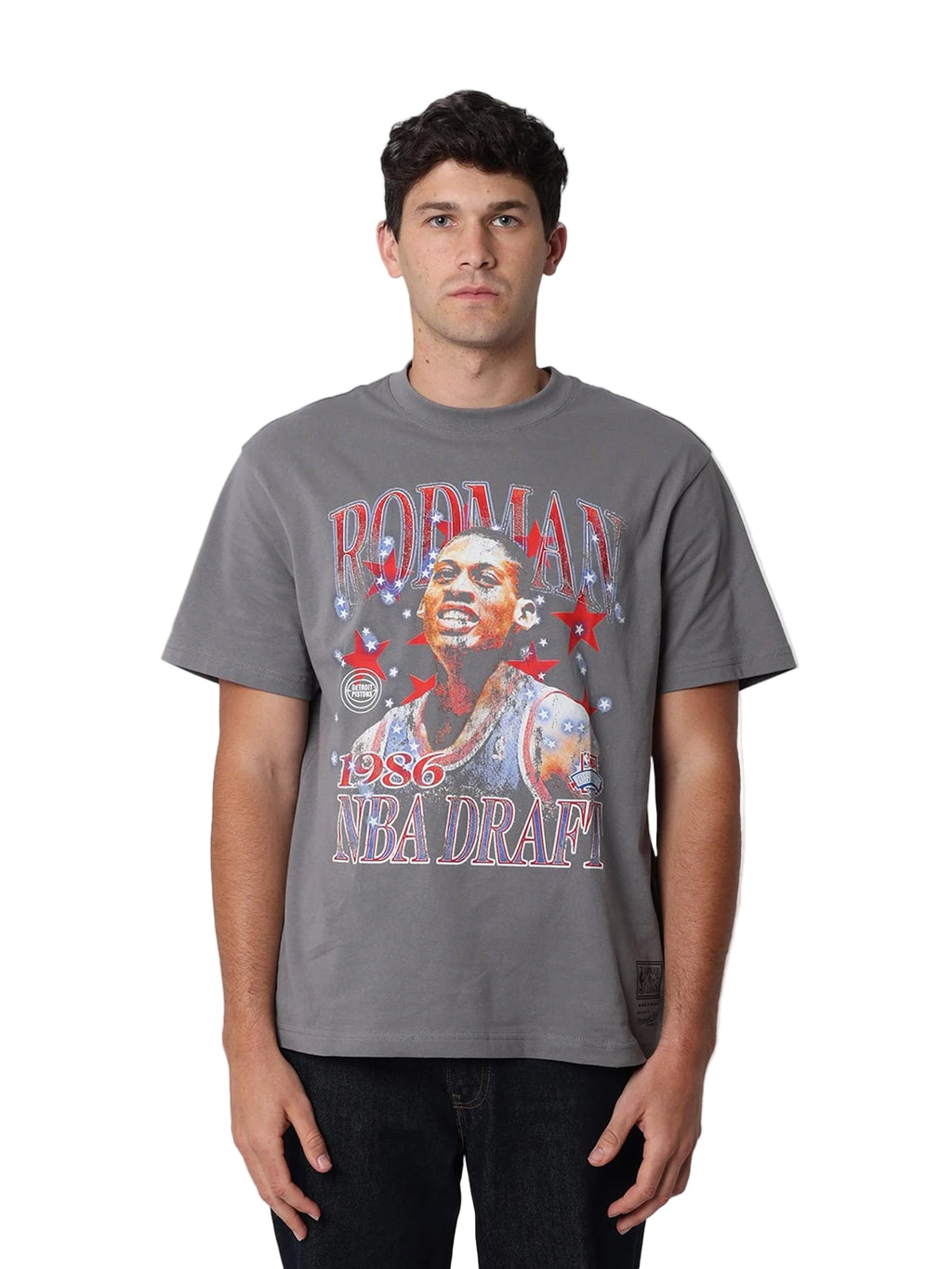 M&N Chicago Bulls Star Burster Tee - Dennis Rodman (Skyline grey)