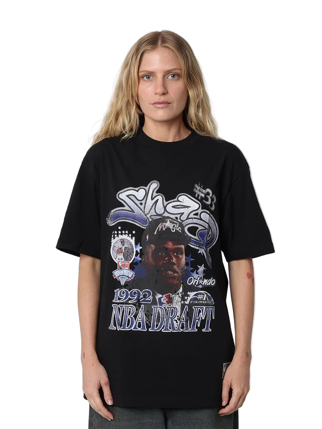 M&N Los Angeles Lakers Star Burster Tee - Shaquille O'Neal (Faded Black)