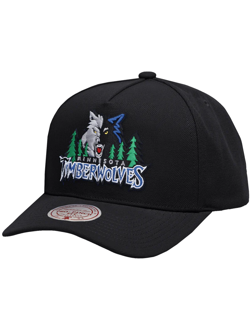 M&N Black Team Colour Pro Pinch Snapback - Minnesota Timberwolves