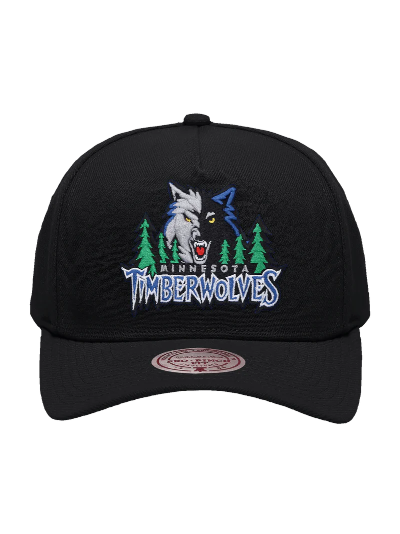 M&N Black Team Colour Pro Pinch Snapback - Minnesota Timberwolves