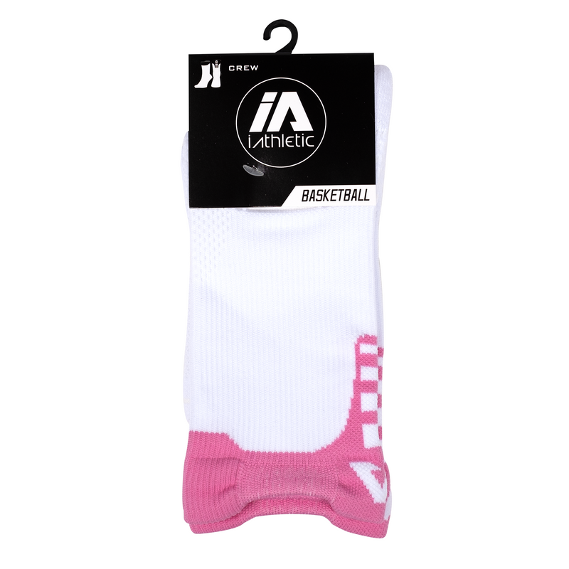 iAthletic Elite Crew Sock - (White/Pink)