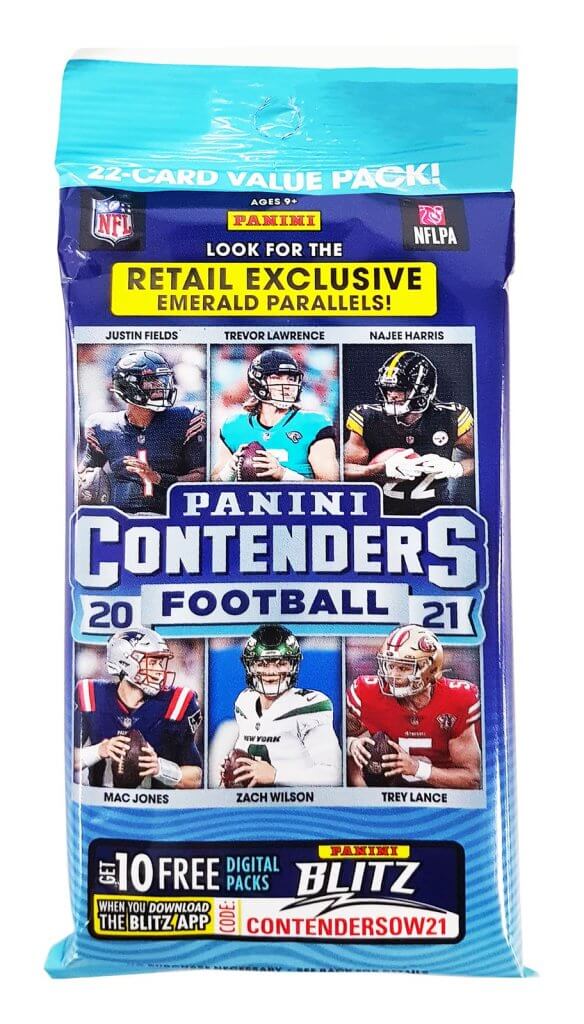 2021 Panini Contenders Football NFL Cello Multi Pack (Emerald Parallels)
