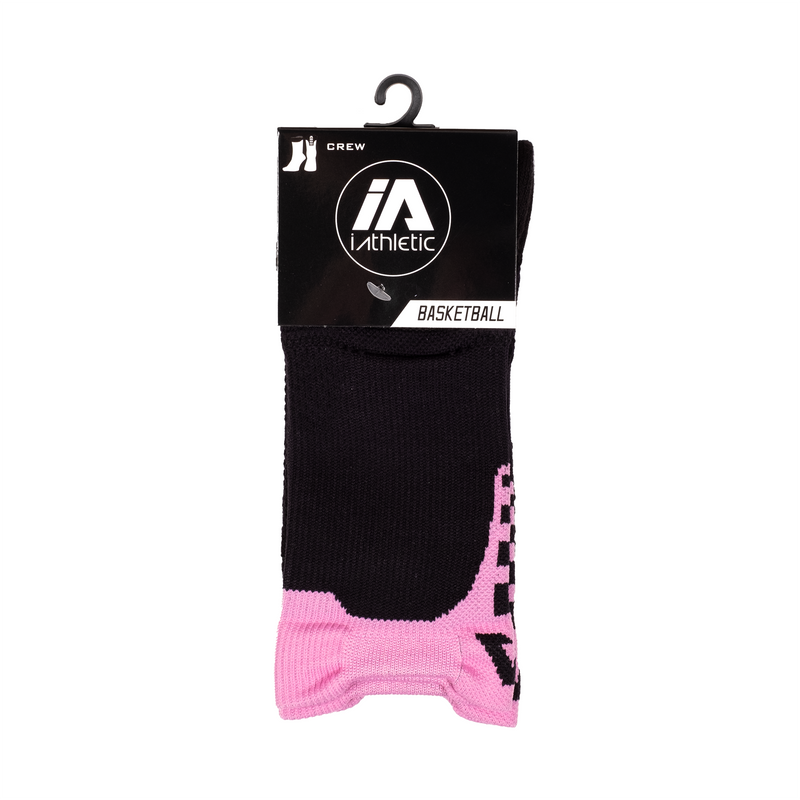 iAthletic Elite Crew Sock - (Black/Pink)