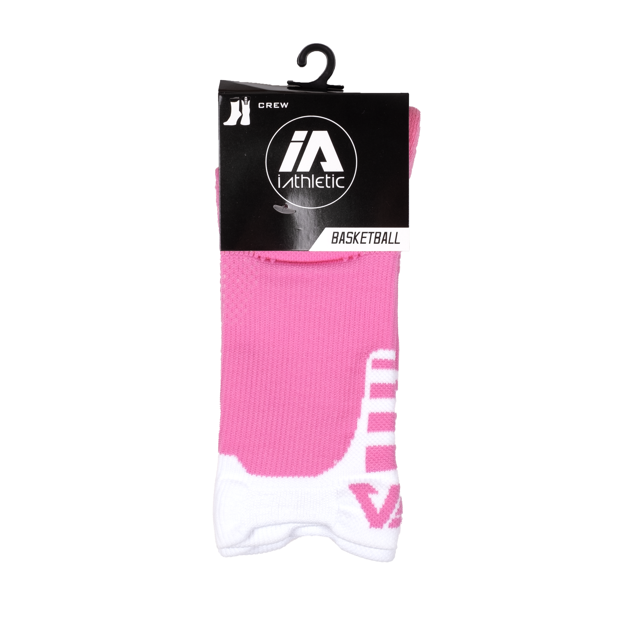 iAthletic Elite Crew Sock Pink White Hoops Heaven