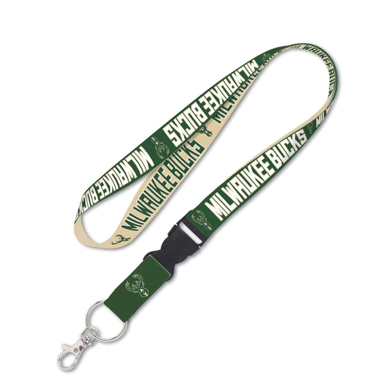 Wincraft Milwaukee Bucks Lanyard W/Detachable Buckle 1” (Green/Cream)