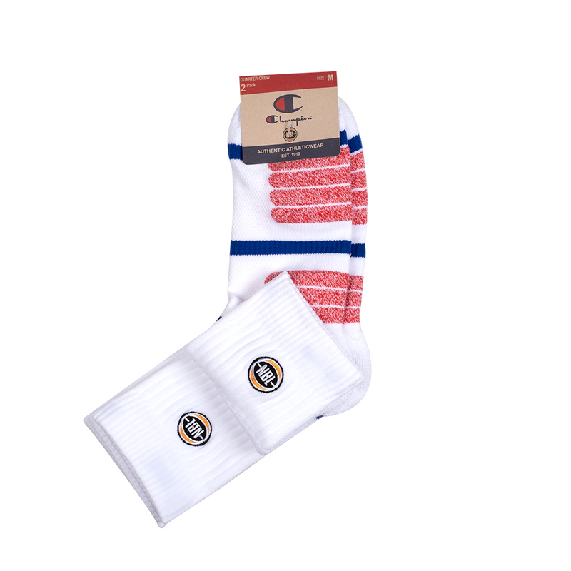 Champion NBL Quarter Sock 2 Pk White Hoops Heaven